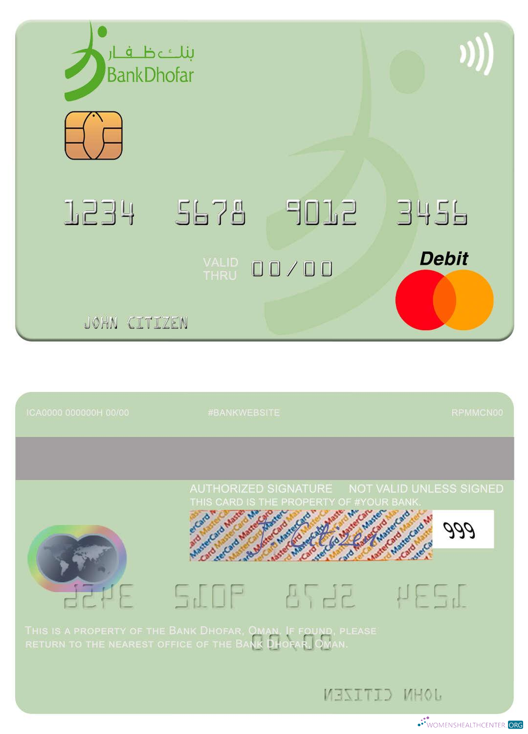 Download Oman Bank Dhofar mastercard Photoshop template